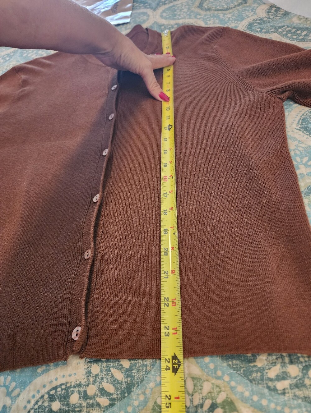 VTG Knit Minimalist Preppy Dark Academia Crewneck Cardigan Chocolate Brown - Picture 5 of 7